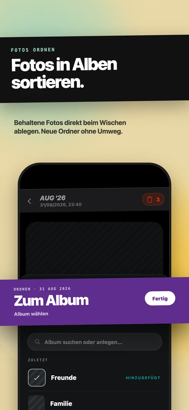 Das Blatt Zum Album über einer laufenden Wischsitzung