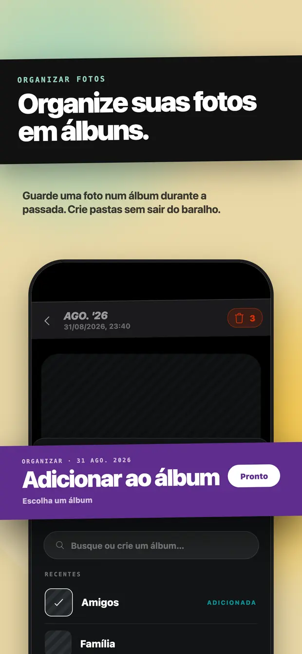 O painel Pôr no álbum aberto sobre uma sessão de deslize